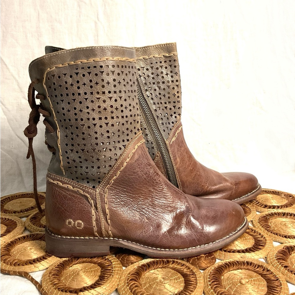 BED|STU Brown and Gray Lace Up Boots